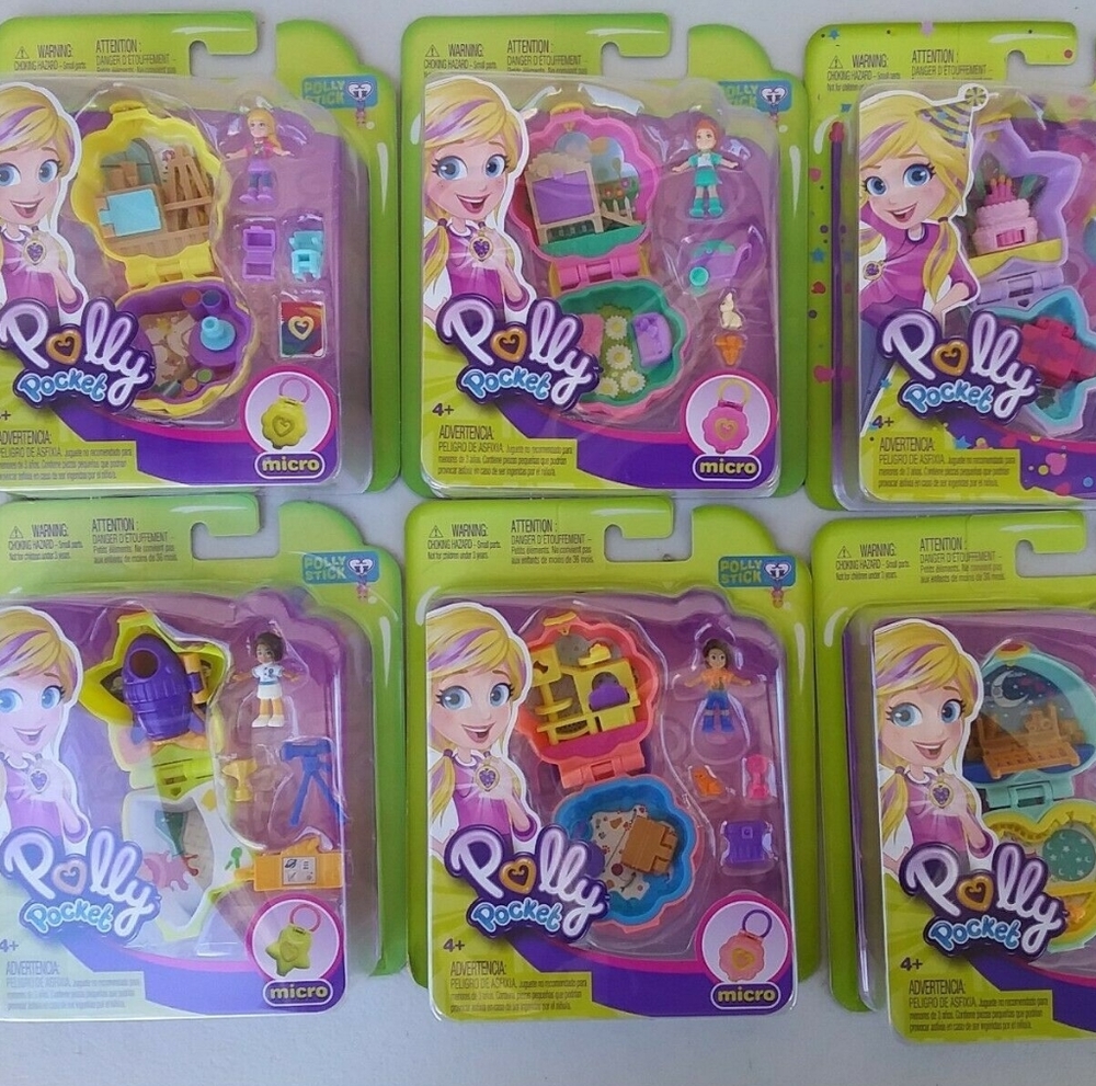 Lot of 6 Polly Pocket Micro Compacts New